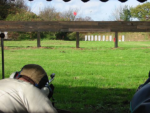 Craig shooting on old .22 county range, Bede-ling, West Bridgeford